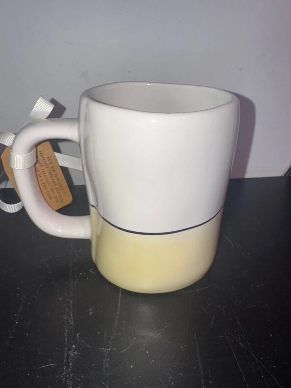 Rae Dunn 'Brewed Fresh' Ceramic Mug - Cream and Yellow
